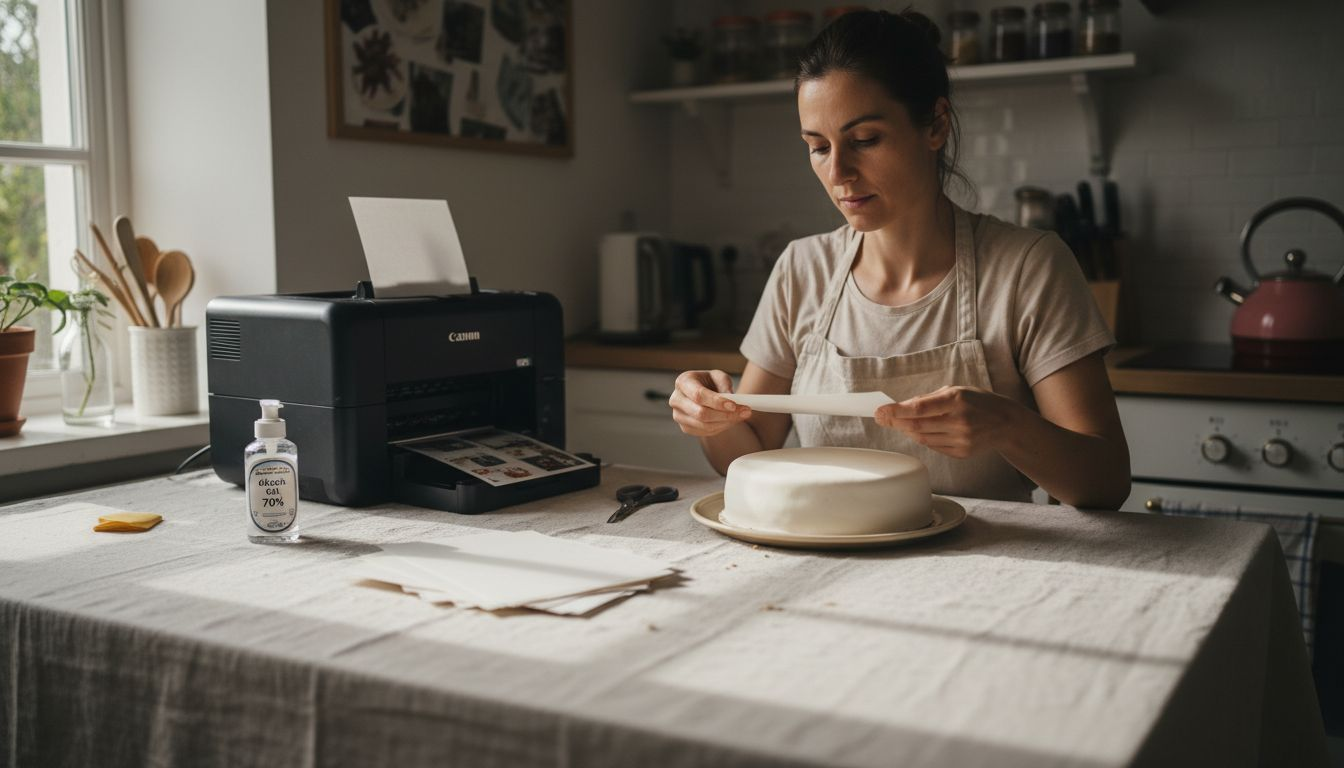 A impressora de alimentos está a ser montada na bancada da cozinha, pronta para começar a criar iguarias comestíveis.
