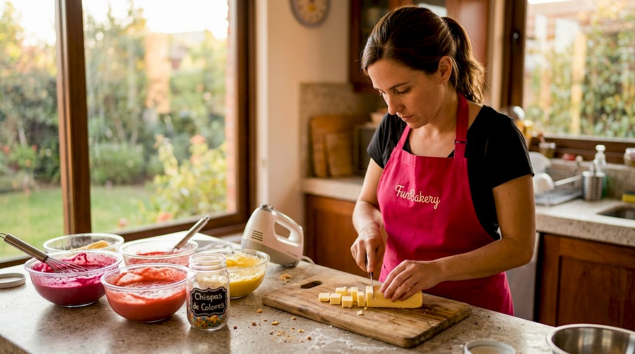 Preparando todo lo necesario para hacer un pastel en casa