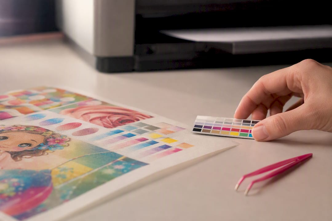 Prueba de color en papel de azúcar