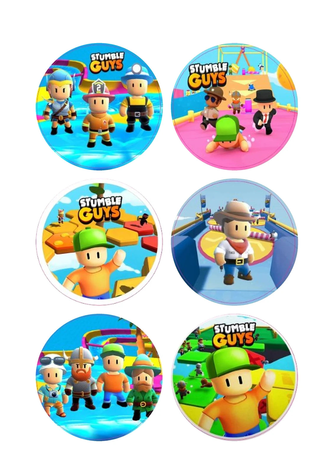 Decoración comestible personalizable de Stumble Guys para cupcakes.