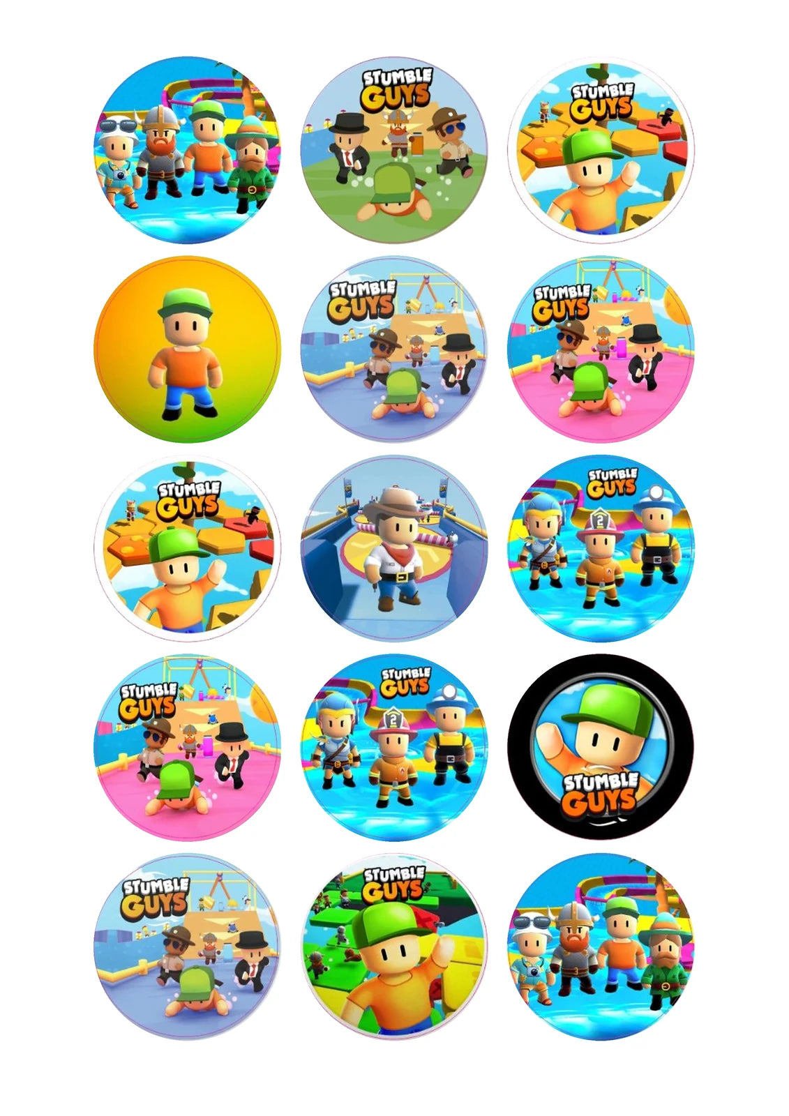 Papel comestible de Stumble Guys con mensaje personalizado para celebraciones.