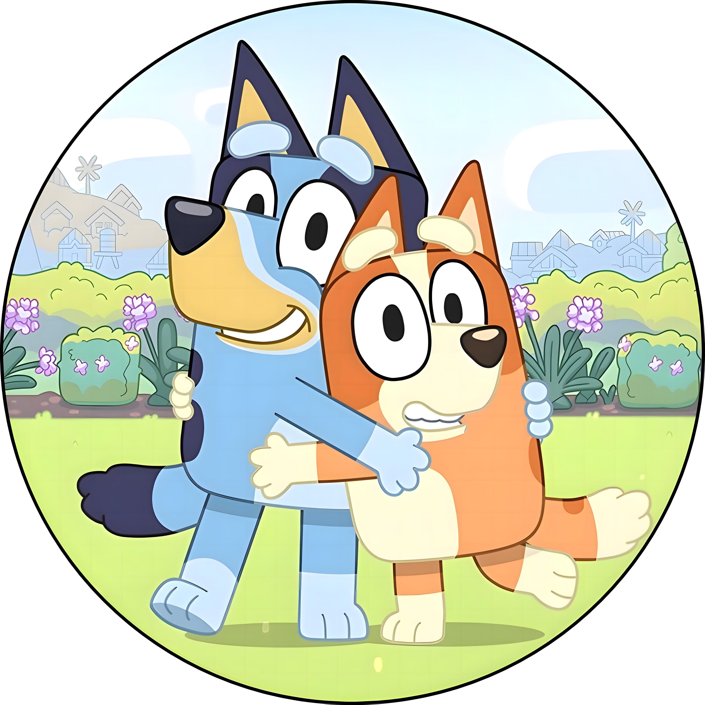 Oblea Bluey para tarta personalizada, diseño infantil con colores vivos y gran definición
