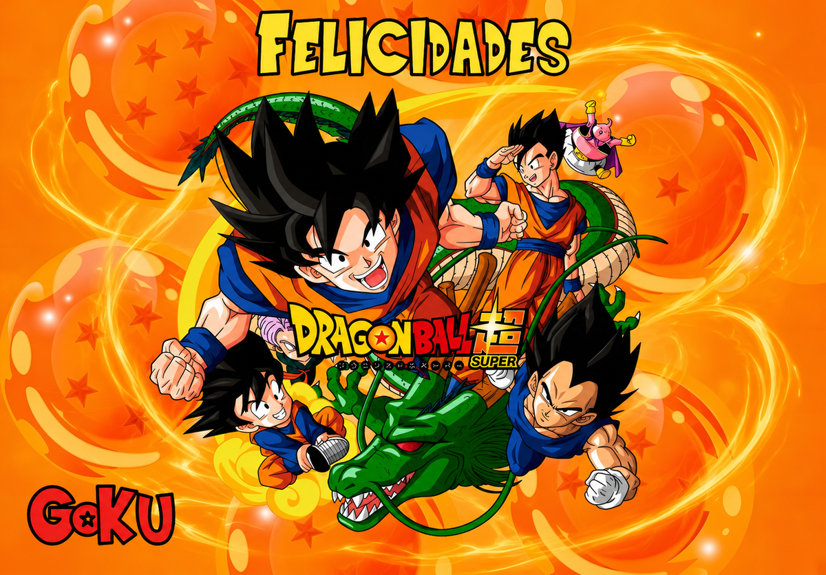 Lámina comestible personalizable de Dragon Ball con Goku para tarta de cumpleaños