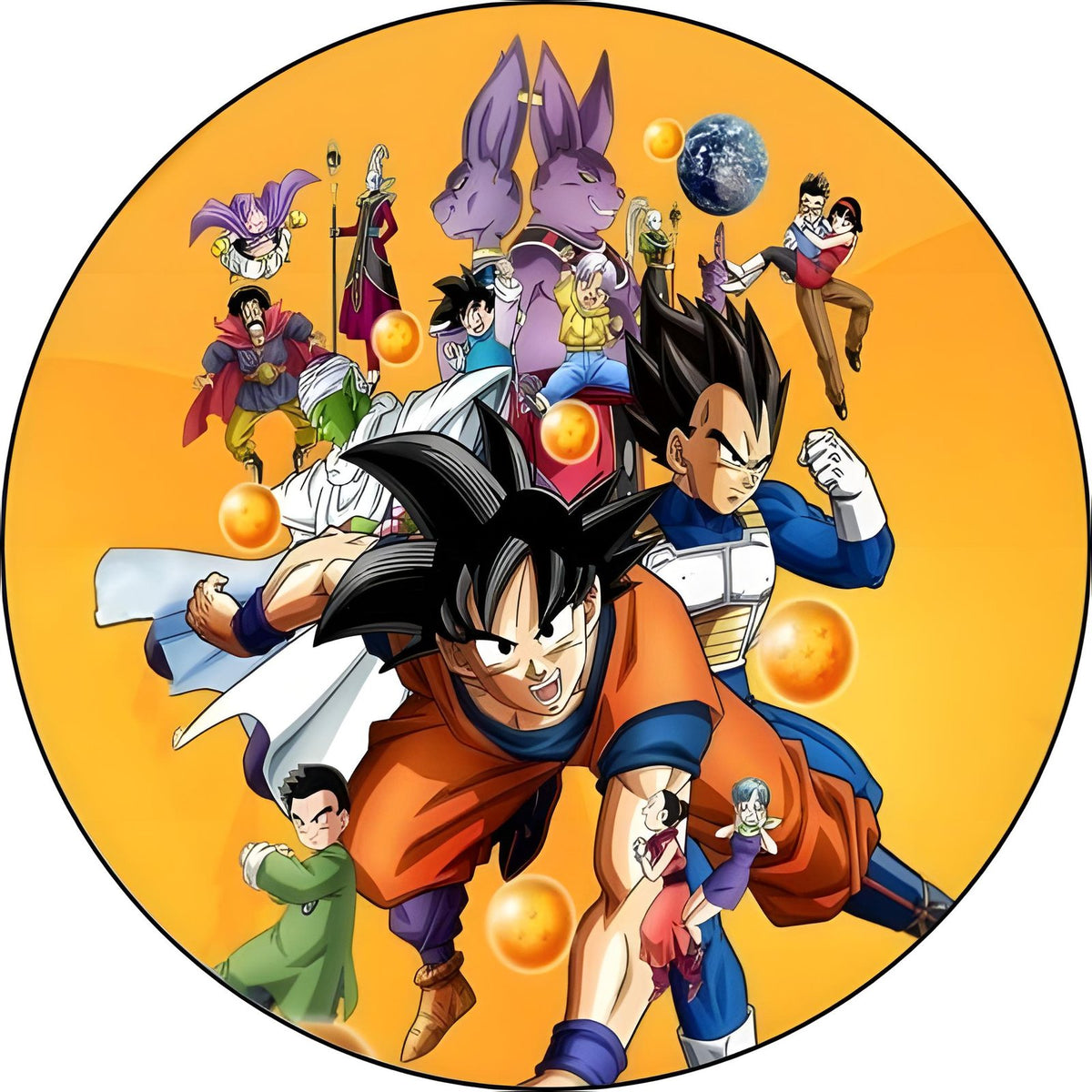 Oblea circular personalizable de Dragon Ball Z con Goku y sus amigos