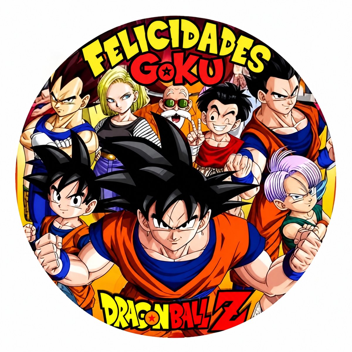 Oblea circular personalizable de Dragon Ball Super con Goku y otros personajes