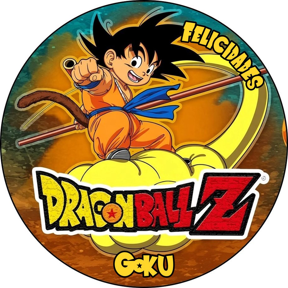 Oblea circular personalizable de Dragon Ball con Goku y el dragón Shenron