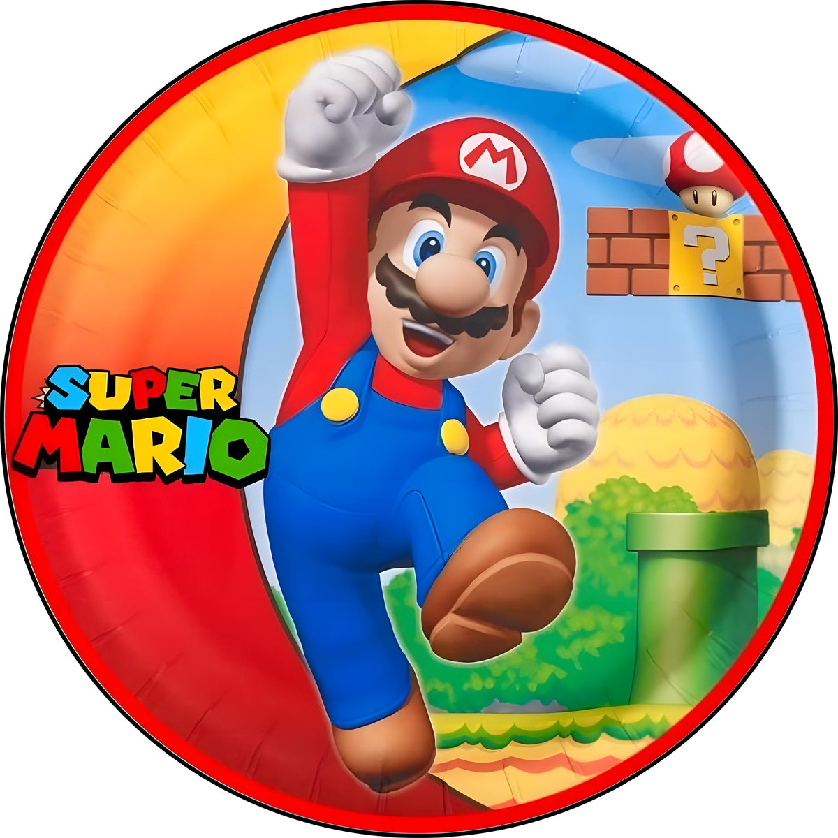 Papel de azúcar personalizado de Super Mario y la Princesa Peach para tarta infantil