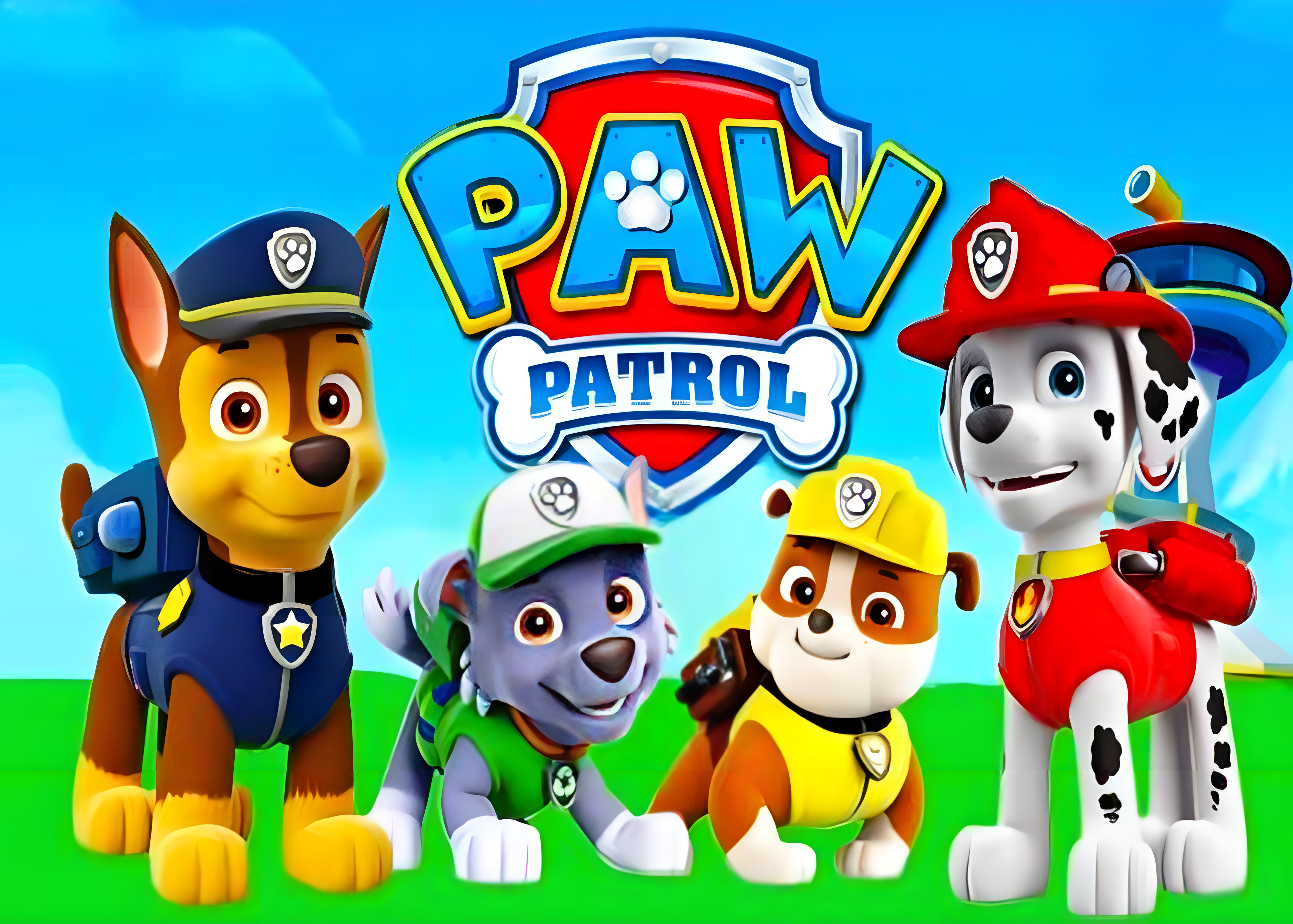Imagen comestible redonda de La Patrulla Canina, Paw Patrol, impresa en papel de azúcar u oblea, perfecta para decorar tartas, cupcakes, magdalenas o galletas en fiestas de cumpleaños infantiles.