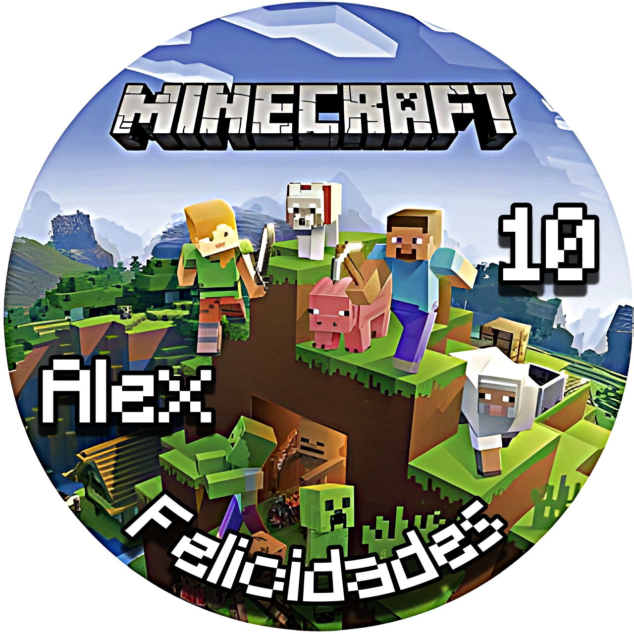 Imagen comestible en oblea MINECRAFT personalizada para tartas y pasteles