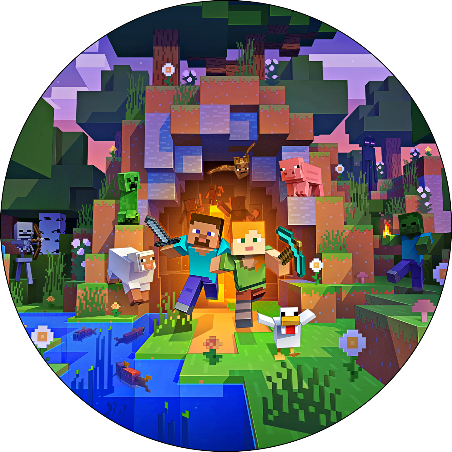 Oblea MINECRAFT personalizada para pastel o Tarta, especial para cumpleaños