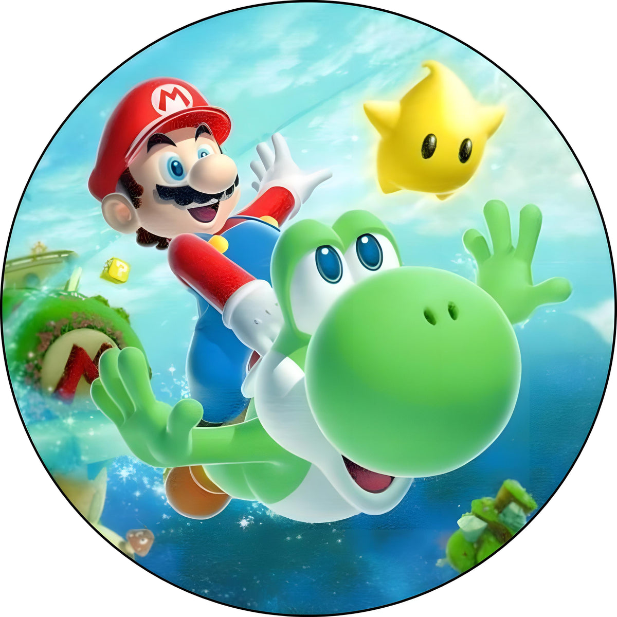 Oblea de Mario Bros personalizada con nombre y edad para cumpleaños de niños