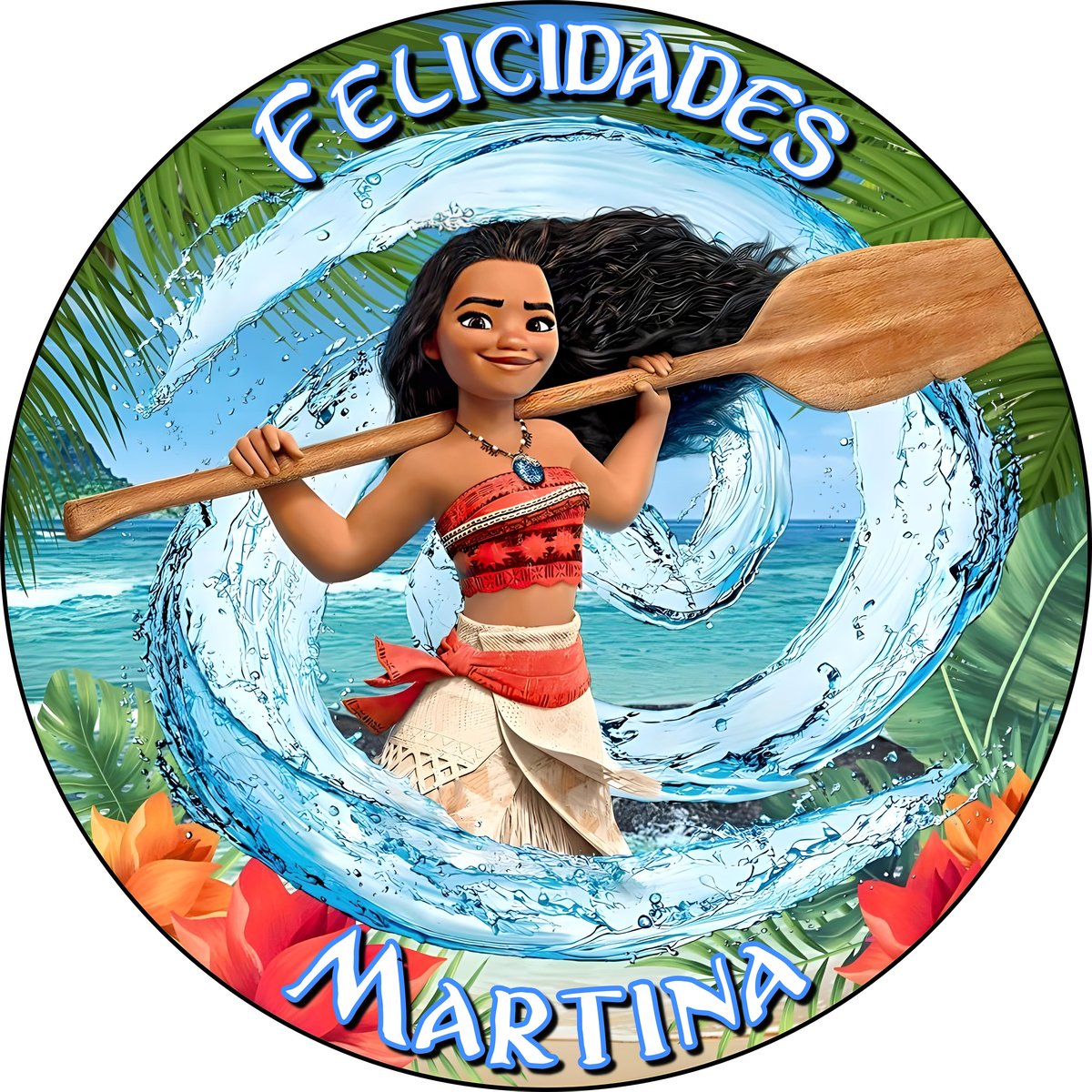 Oblea MOANA VAIANA personalizada con foto y texto para tarta