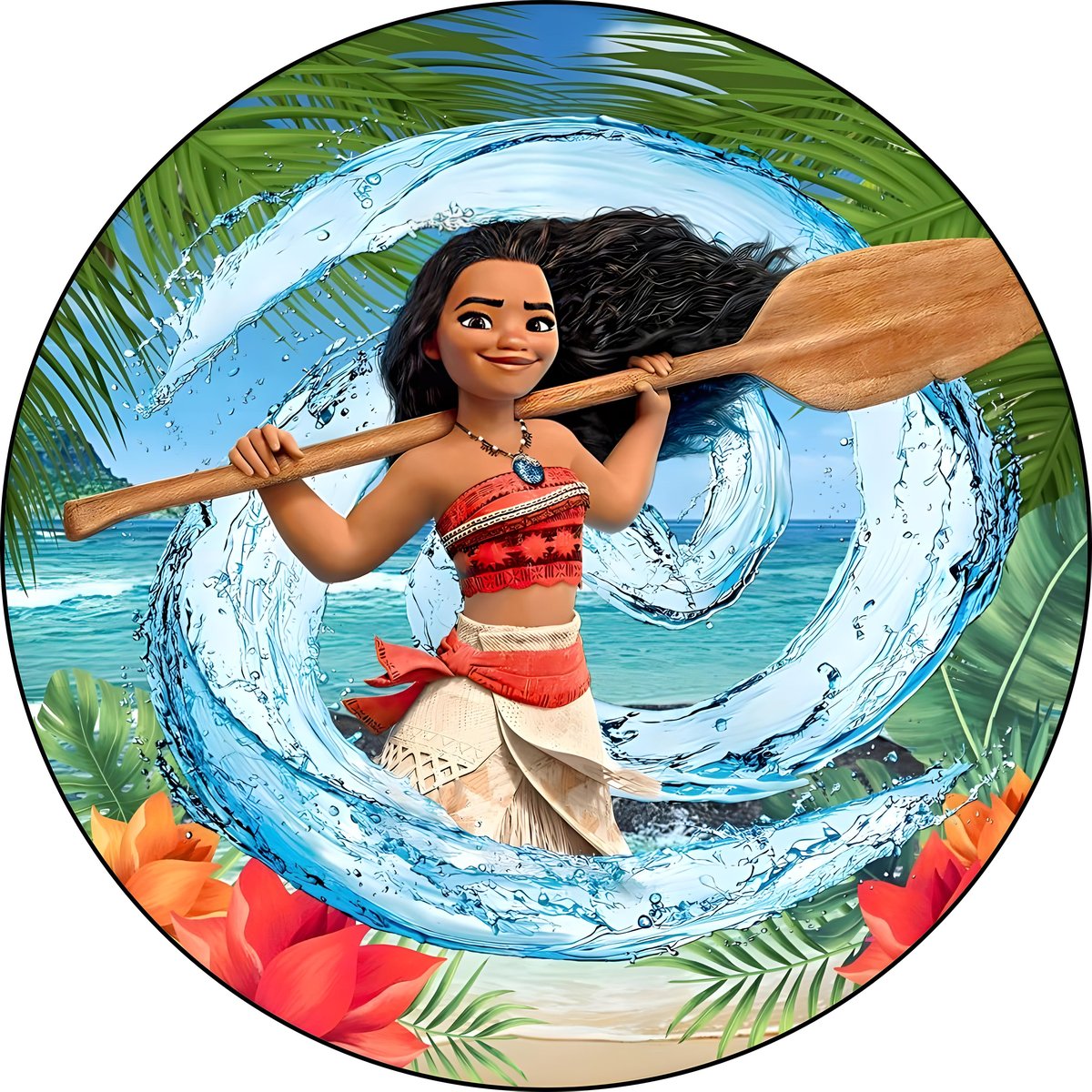 Oblea MOANA VAIANA personalizada con foto y texto para tarta