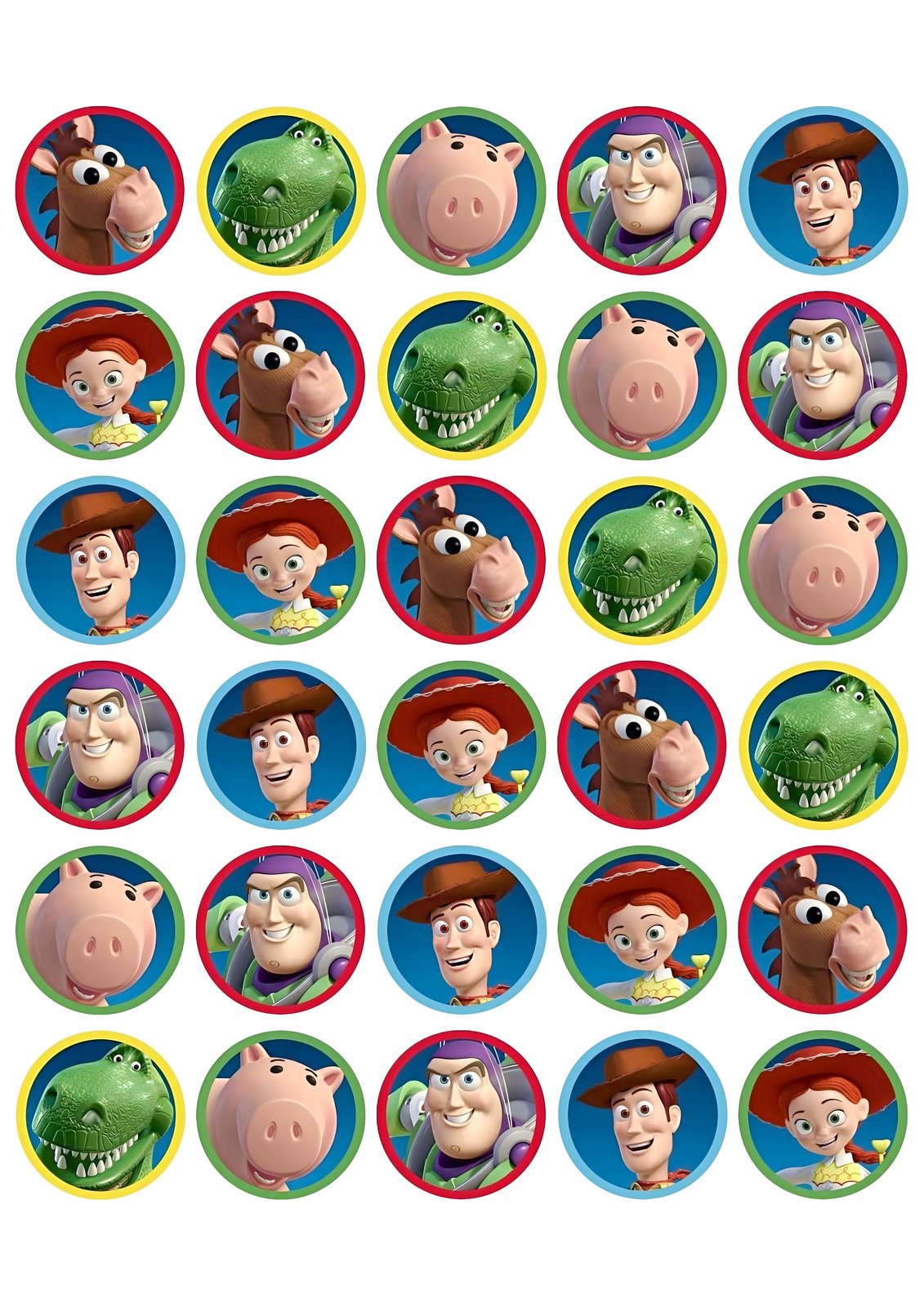 30 obleas para cupcakes con personajes de Toy Story, magdalenas