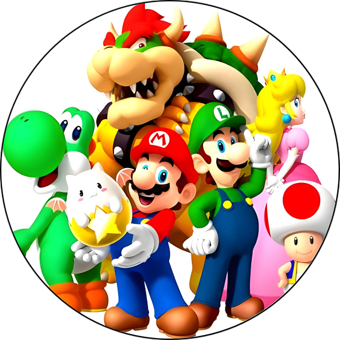 Papel de azúcar de Super Mario personalizado para decorar una tarta de cumpleaños