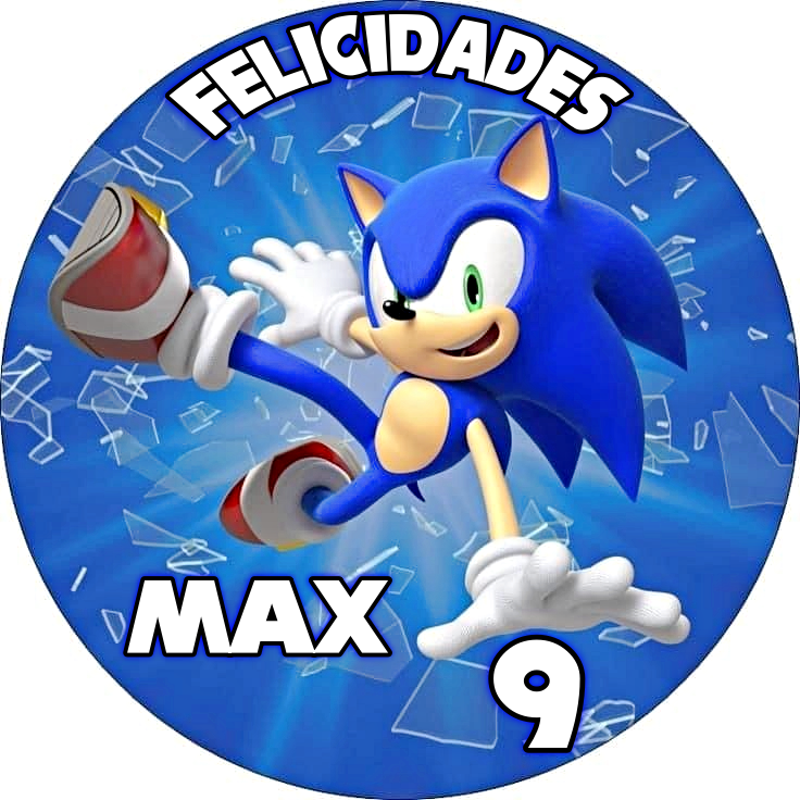 Imagen comestible para tarta SONIC EL ERIZO en oblea personalizada