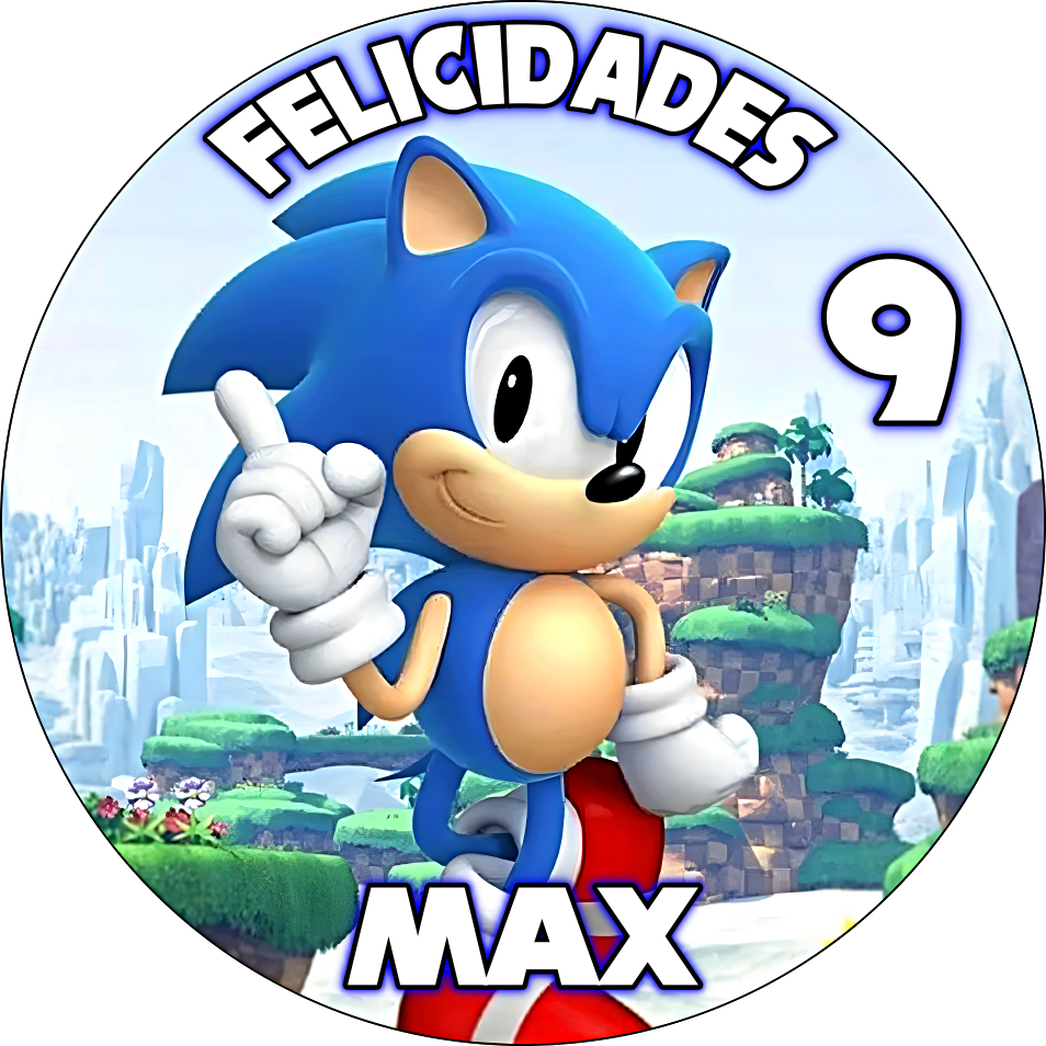 Decoración Comestible SONIC EL ERIZO para Tartas de Cumpleaños con Imagen Personalizada