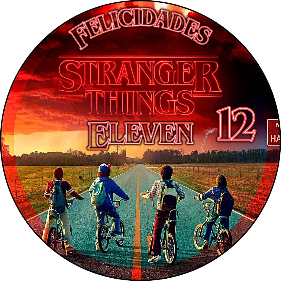 Decoración comestible stanger things personalizada con foto para cumpleaños