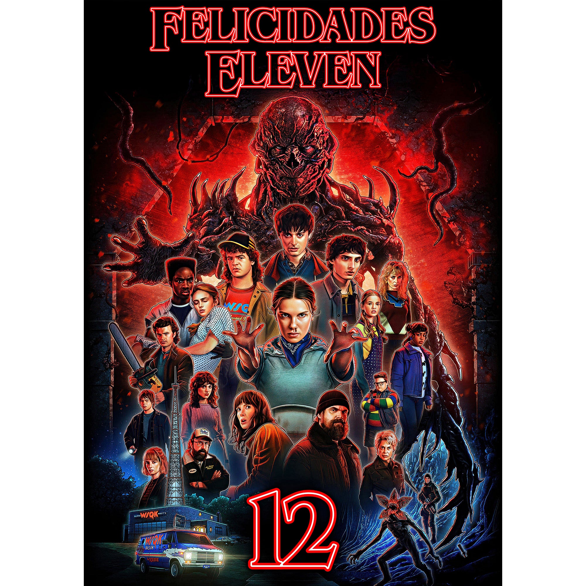 papel de azúcar Stranger Things con imagen personalizada y texto