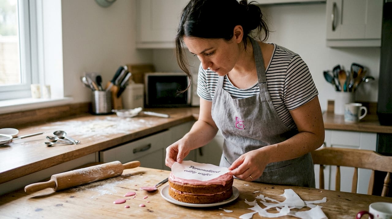 Personalizando una tarta en casa con una oblea decorativa