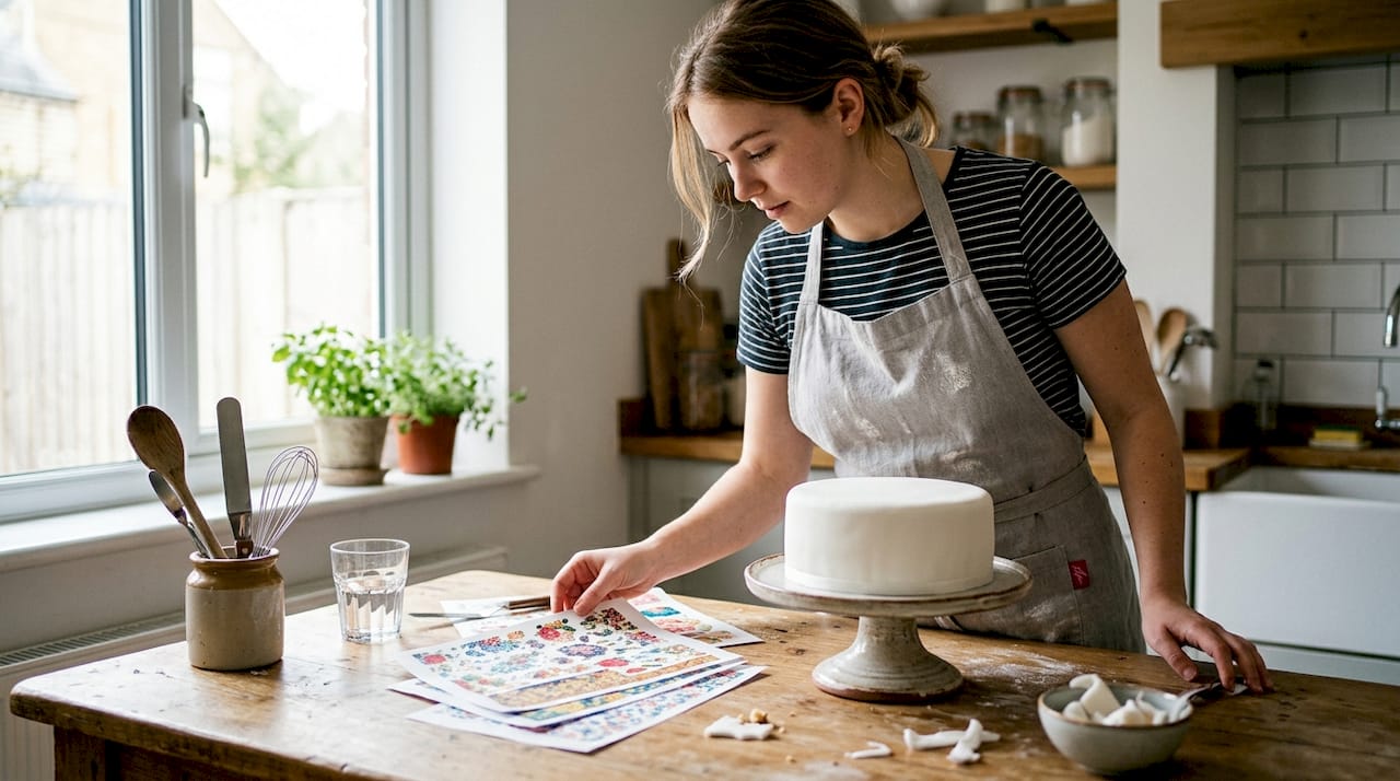 Alguien decidiendo qué diseño de obleas preparar en la cocina