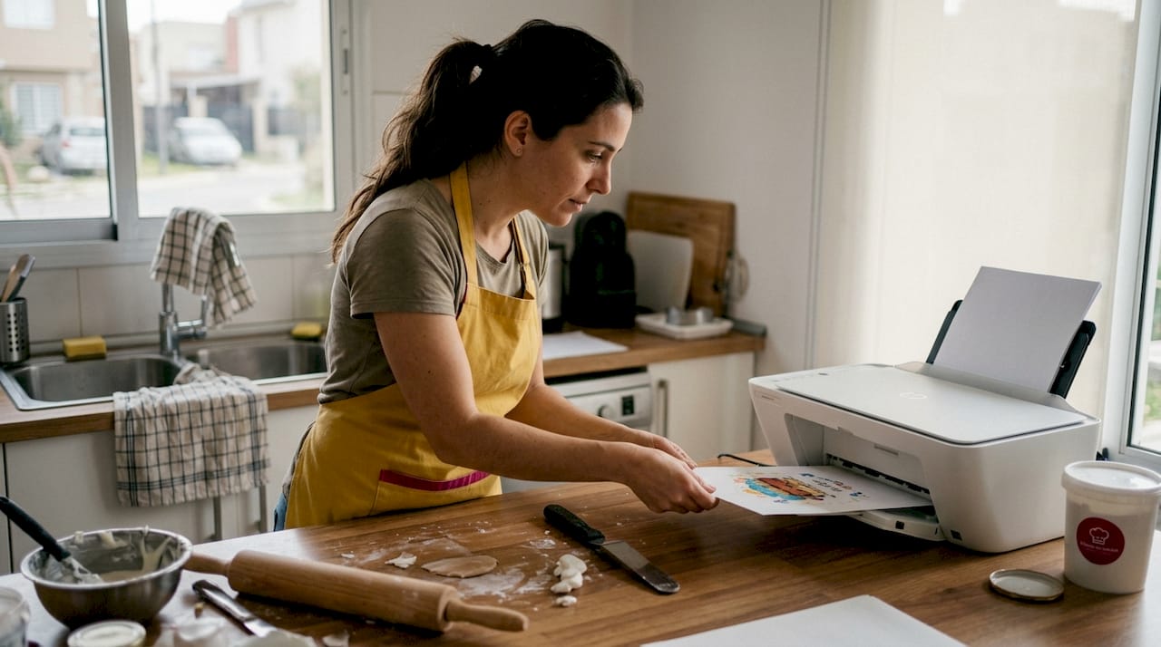 Pastelera crea decoraciones comestibles impresas directamente en su cocina