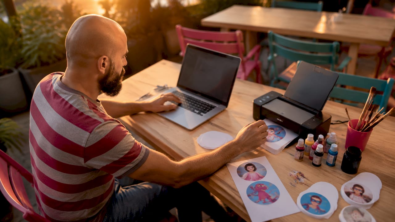 Especialista revisando la edición de imágenes para la producción de obleas