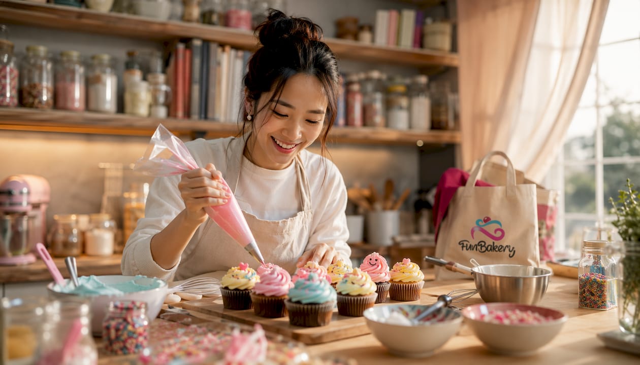 Repostera dando vida a cupcakes con decoraciones kawaii