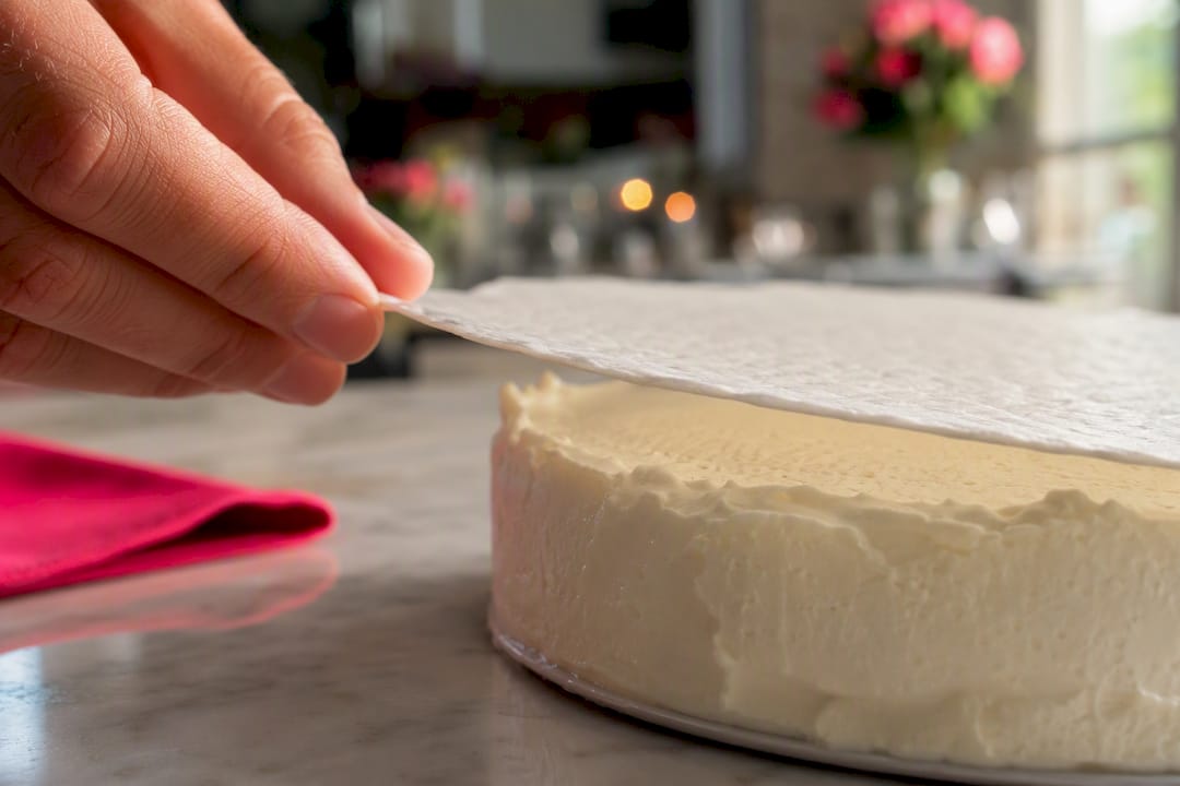 Borde de la oblea sobre la nata