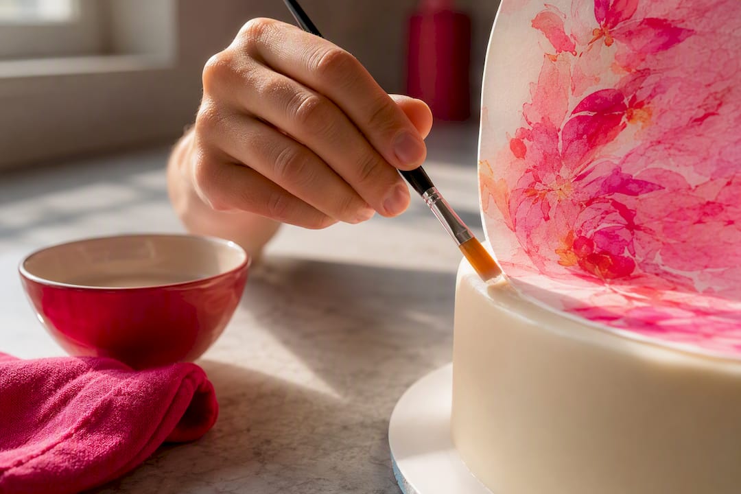 Pegamento comestible que une oblea y fondant