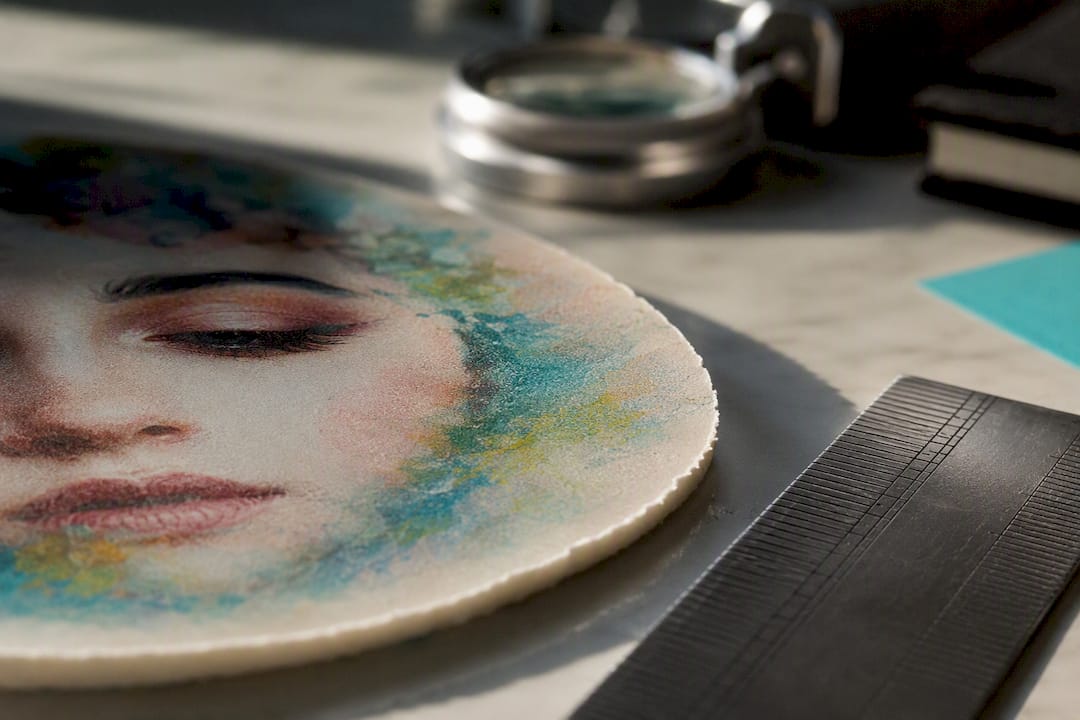 Detalhe da impressão comestível a cores