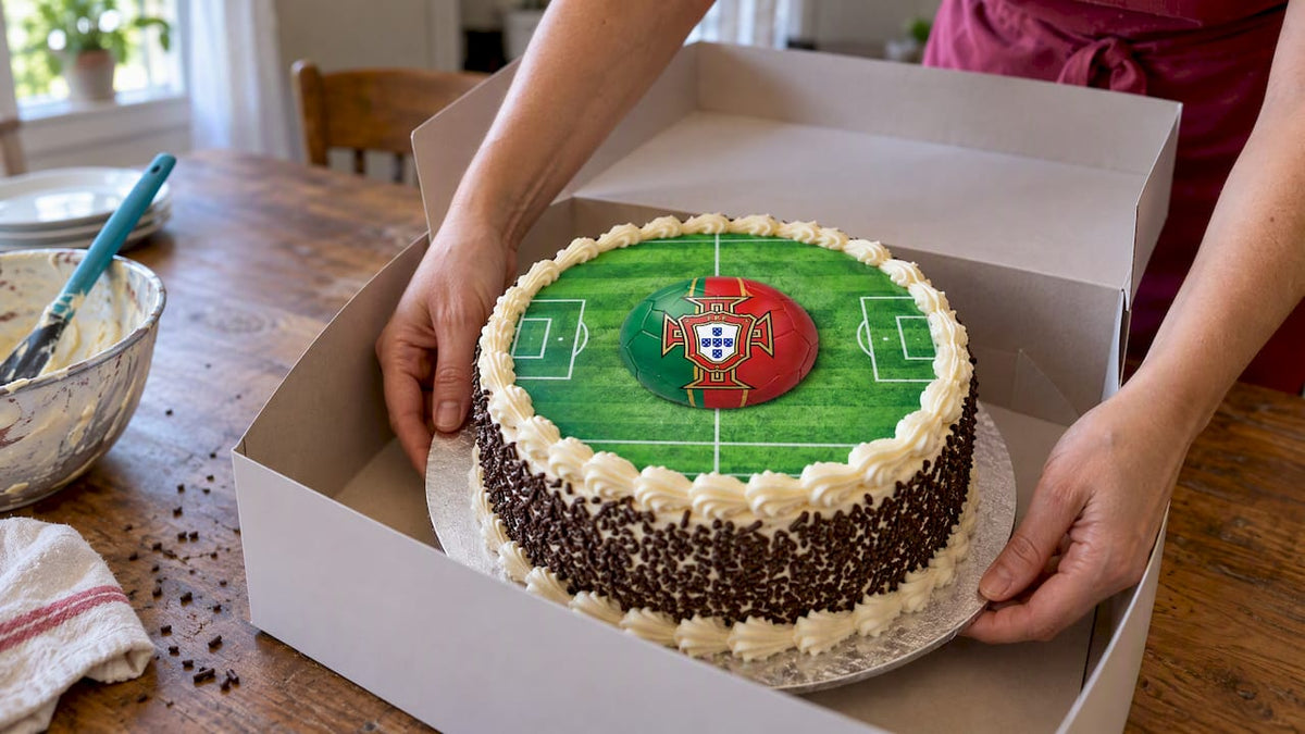 Bolo de aniversário com papel de açúcar português