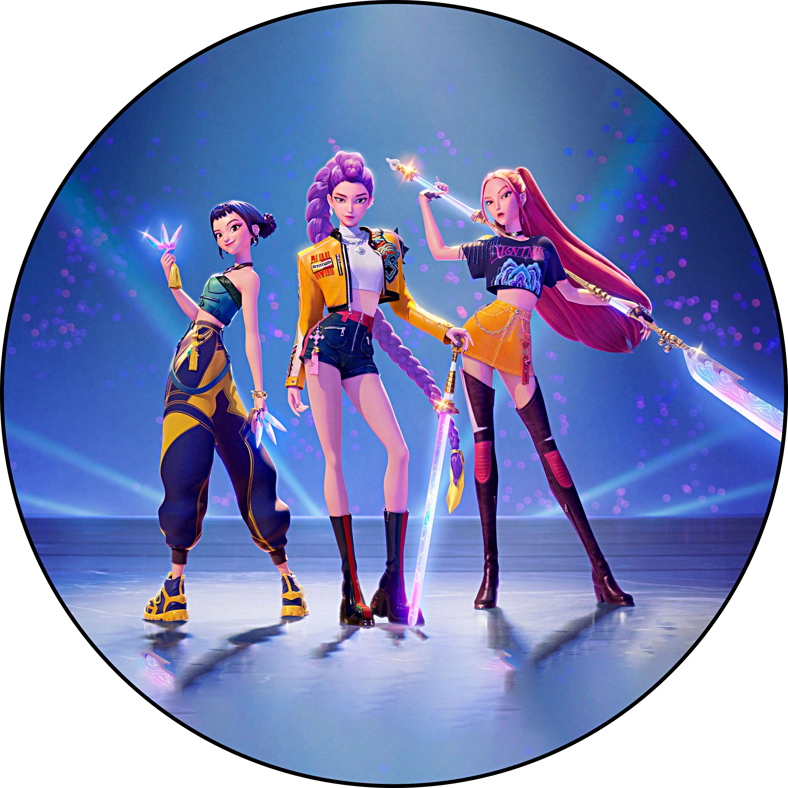 Oblea Las Guerreras K-pop Demon Hunters personalizada para pastel o Tarta, especial para cumpleaños