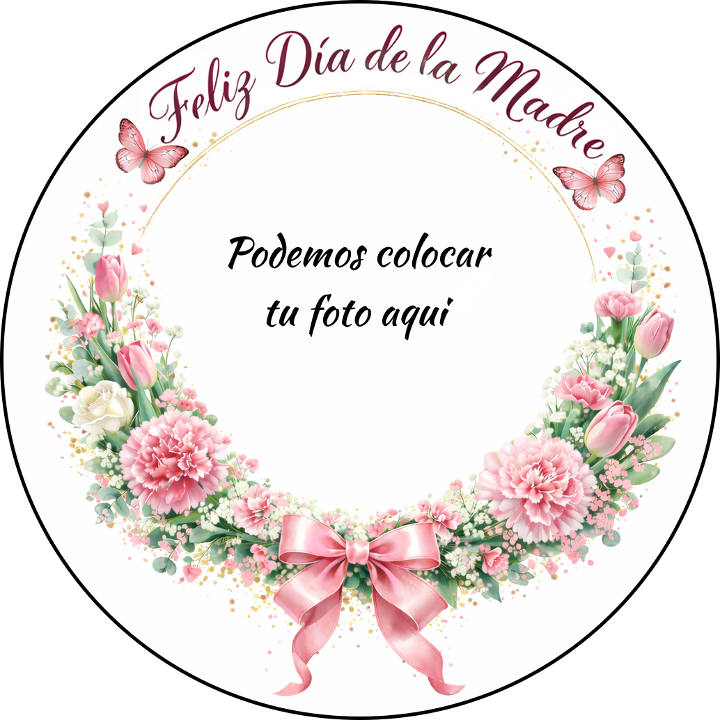 Decoración comestible para tarta Día de la Madre con madre e hija, papel de azúcar o papel de oblea