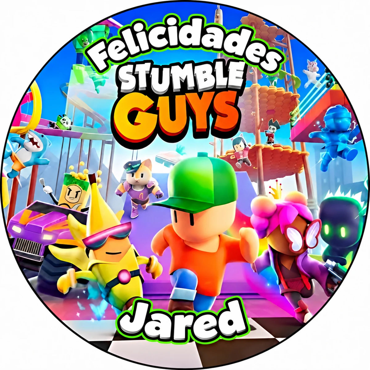 Imagen comestible personalizable de Stumble Guys para celebraciones infantiles.