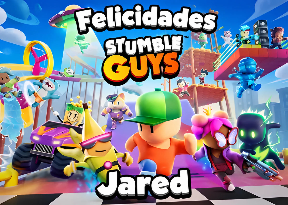 Oblea o papel de azúcar de Stumble Guys con diseño de cumpleaños personalizado.