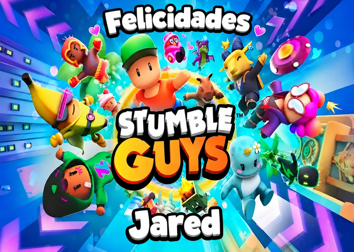 Imagen de Stumble Guys para tarta, disponible en oblea o papel de azúcar.