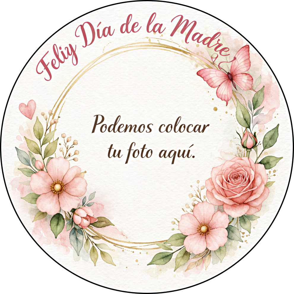 Imagen comestible para tarta del Día de la Madre con madre e hija, papel de azúcar u oblea personalizada