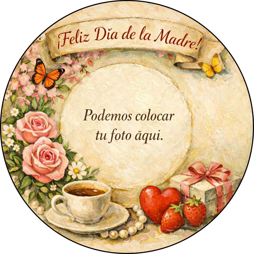 Decoración comestible para tarta Día de la Madre con madre e hija, papel de azúcar o papel de oblea