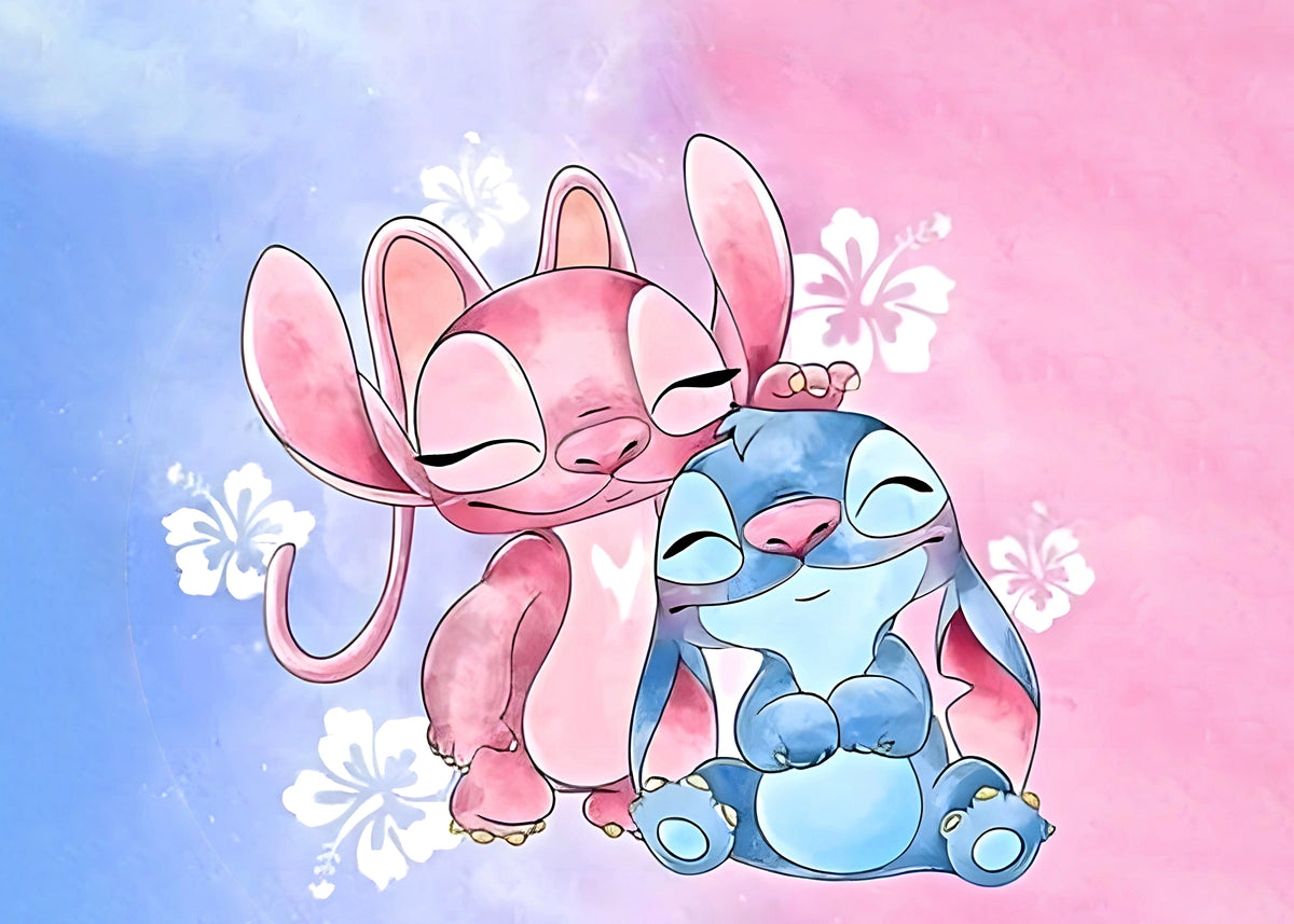 Oblea o papel de azúcar de Lilo, Stitch y Angel para tarta personalizada