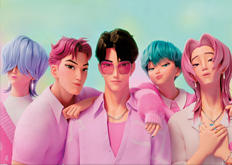 kpop-demon-hunters-guerreras-k-pop-magdalenas-cintas-discos-oblea-azucar-papel_comestible