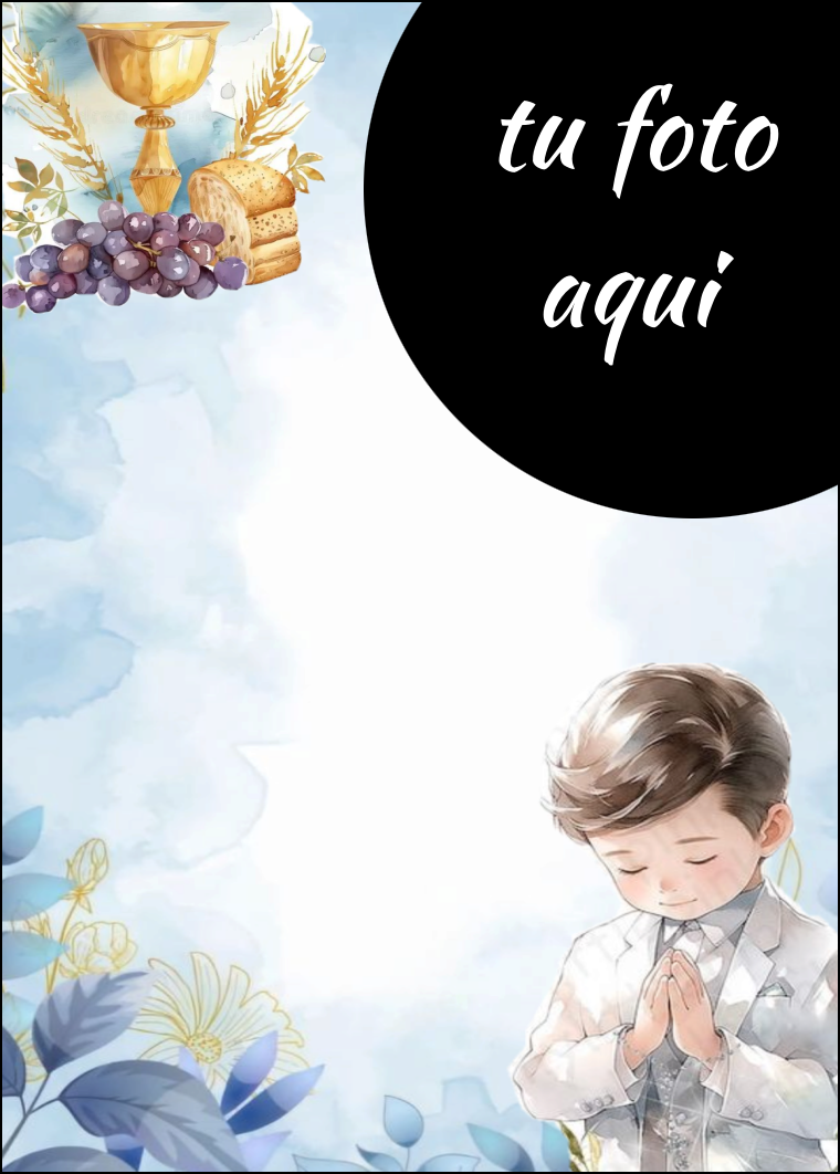 Imagen comestible de comunión niño personalizada para tarta con foto