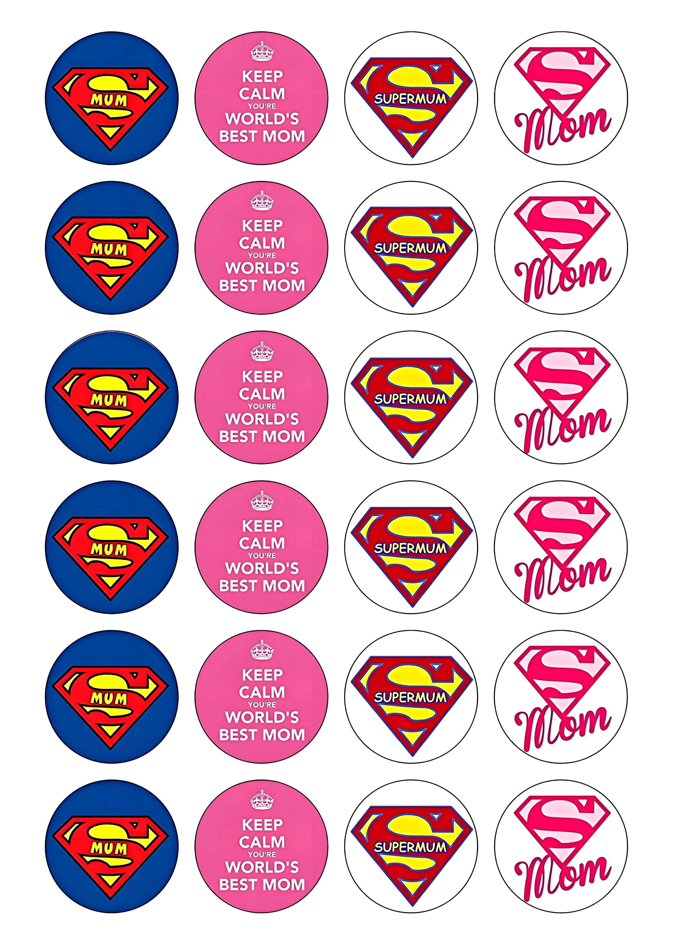 Topper comestible Día de la Madre para tarta con madre e hija, papel de azúcar personalizado