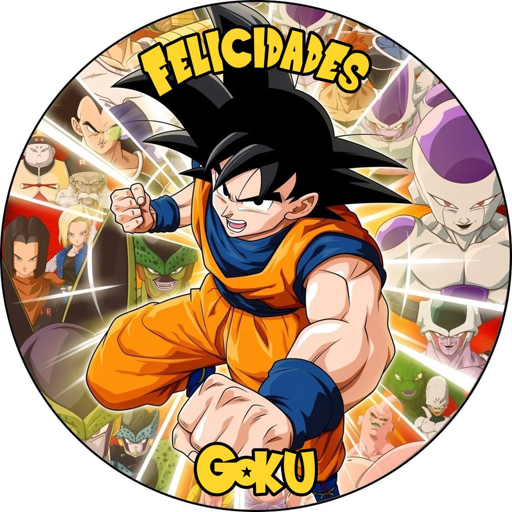 Oblea circular personalizable de Dragon Ball Z con Goku en la nube Kinton