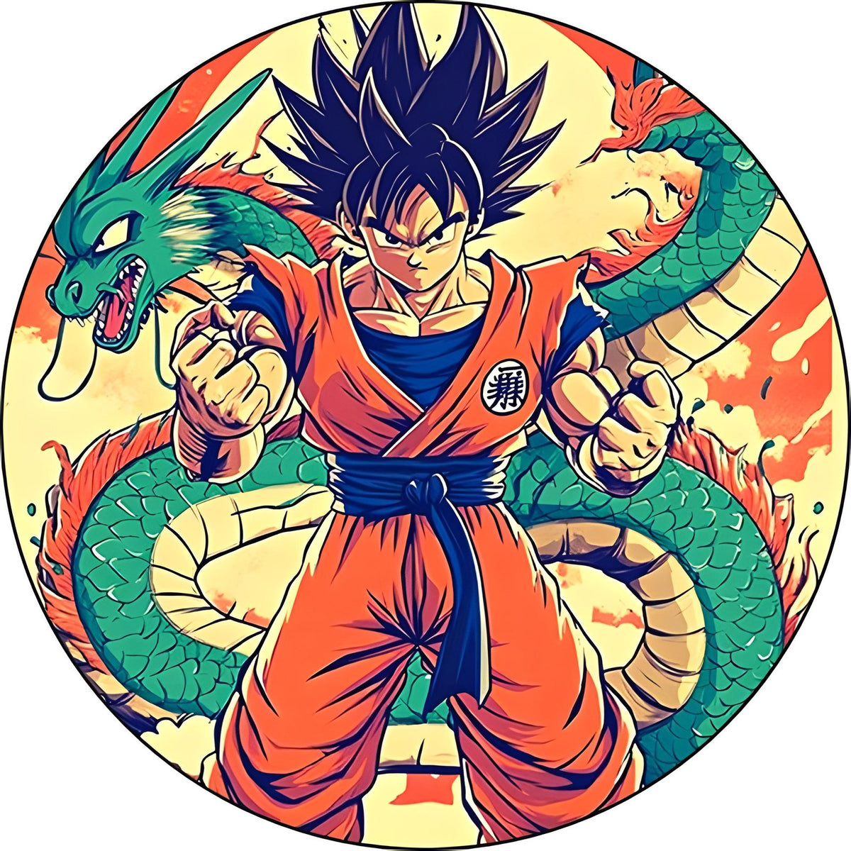 Oblea circular personalizable de Dragon Ball Z con Goku en la nube Kinton