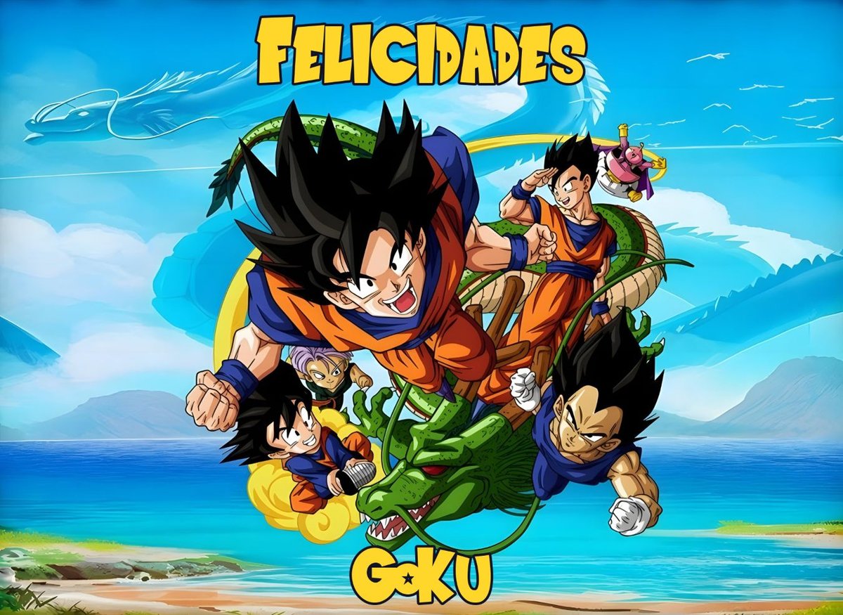 Oblea circular personalizable de Dragon Ball con Goku y una esfera luminosa