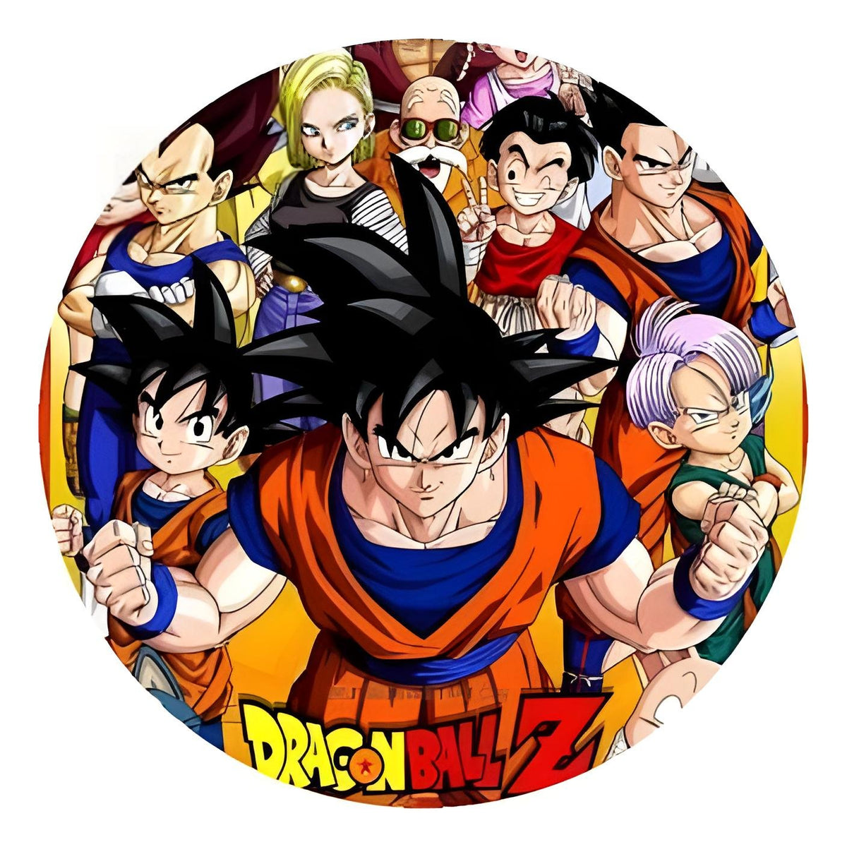 Oblea circular personalizable de Dragon Ball Super con Goku y otros personajes