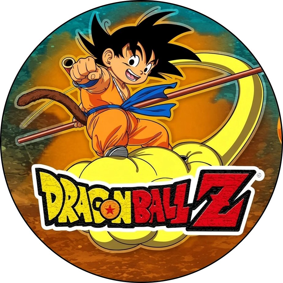 Oblea circular personalizable de Dragon Ball con Goku y el dragón Shenron