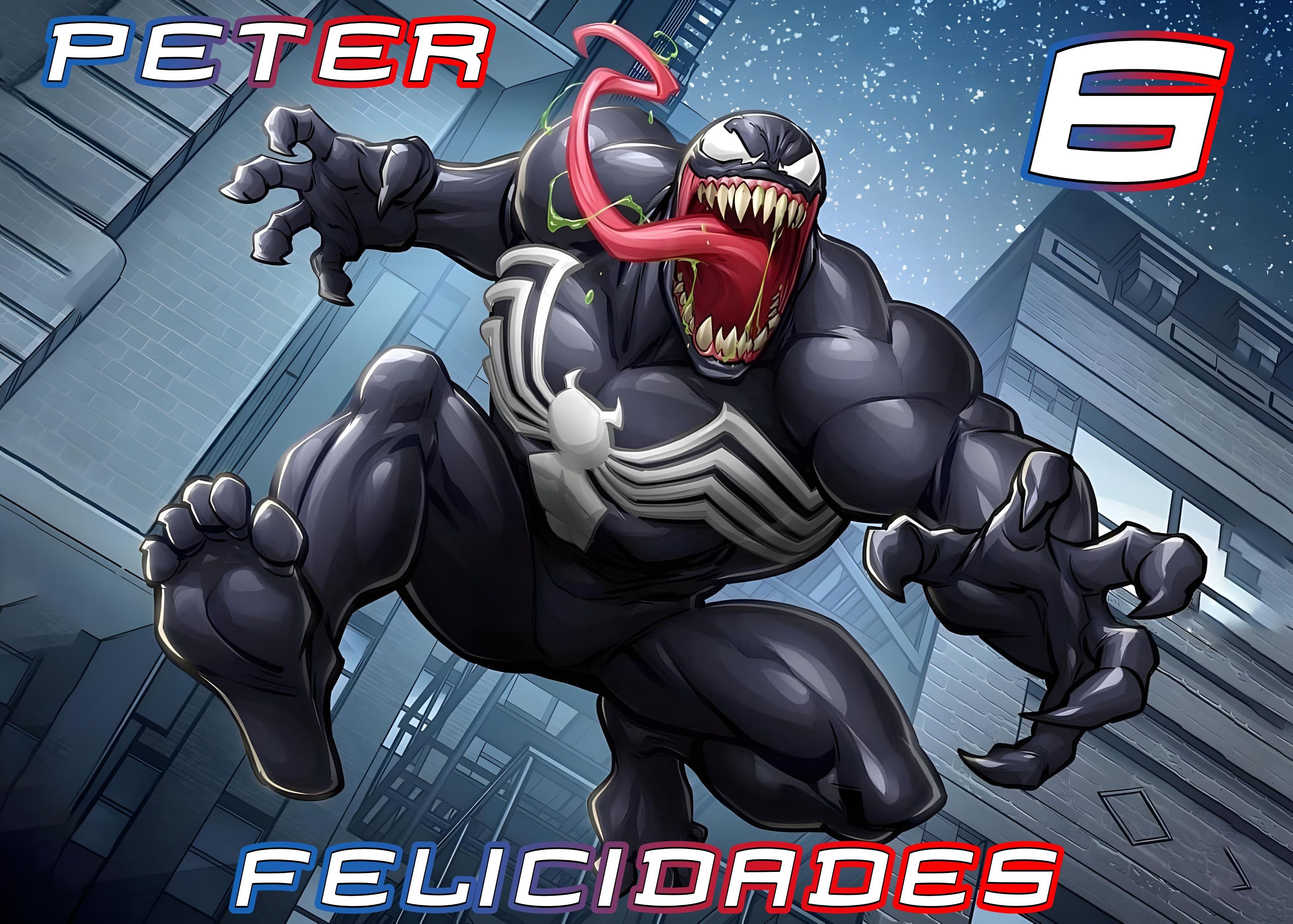 Oblea comestible de Venom personalizable con el nombre para una tarta