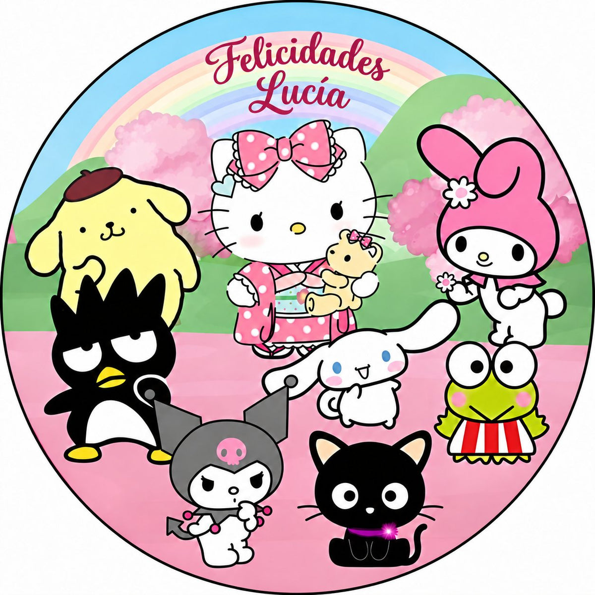Oblea comestible personalizada HELLO KITTY para tarta y pastel de cumpleaños